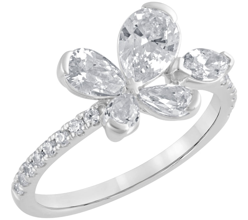 Fire Light Lab Grown Diamond 2.00 cttw Flower Ring, 14K Gold — View 4