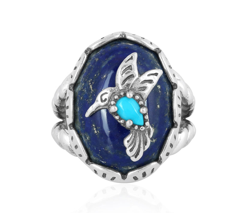 American West Gemstone Hummingbird Ring,Sterling Silver — Main view