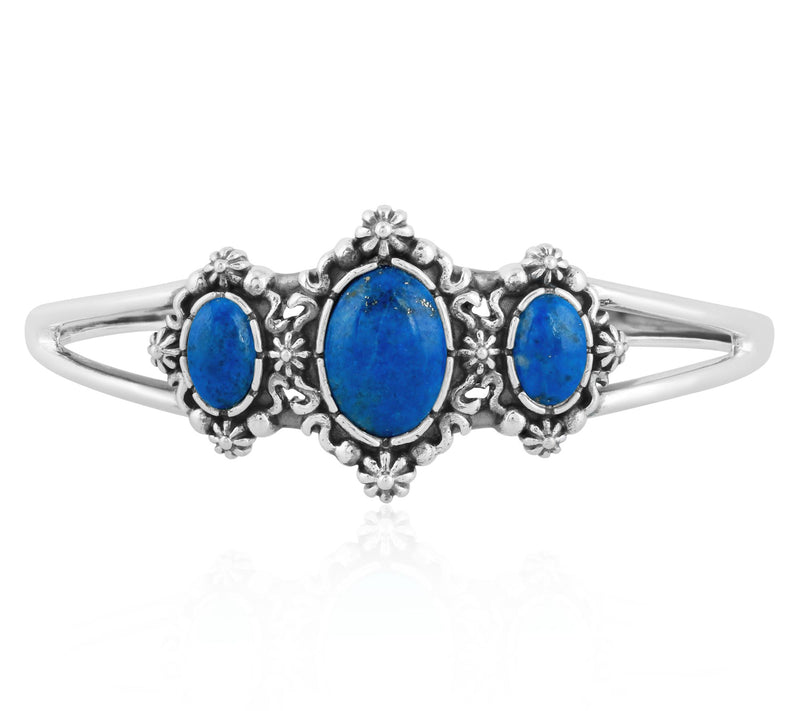 American West Sterling Silver Oval Gemstone Cuff — View 3