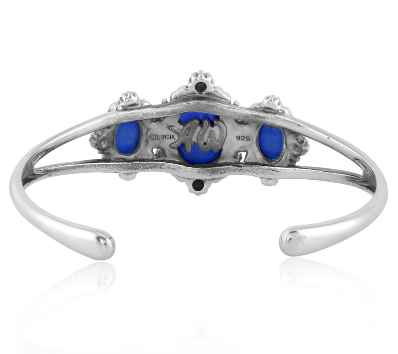 American West Sterling Silver Oval Gemstone Cuff — View 6