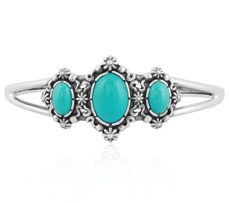 American West Sterling Silver Oval Gemstone Cuff — View 2