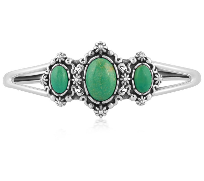American West Sterling Silver Oval Gemstone Cuff — View 11
