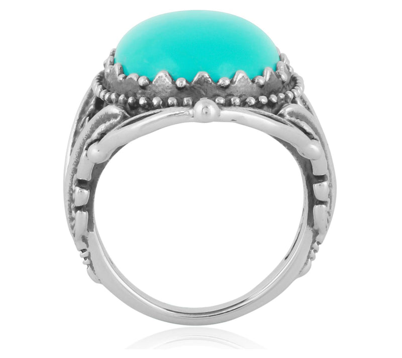 American West Sterling Bold Oval Turquoise Ring — View 4