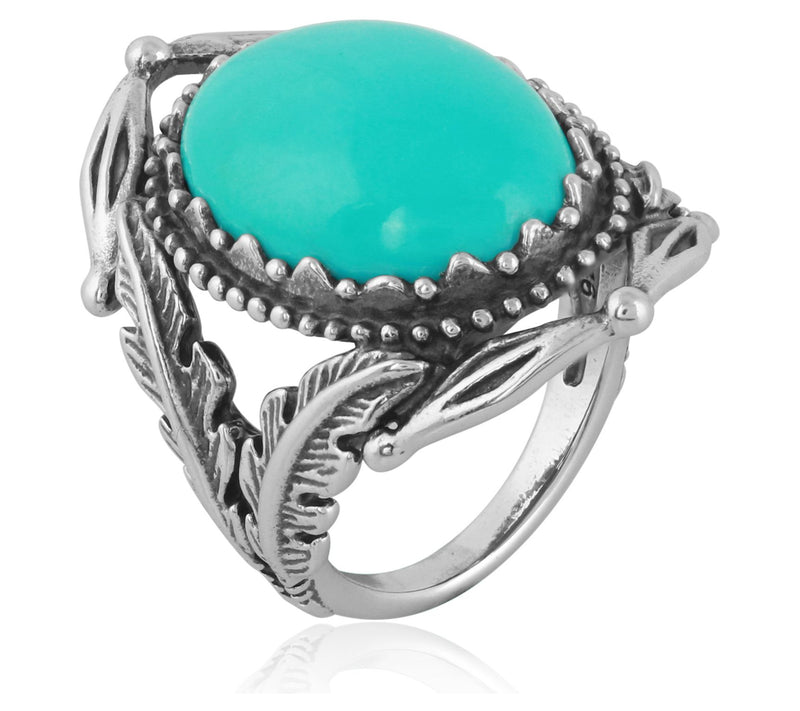 American West Sterling Bold Oval Turquoise Ring — View 2