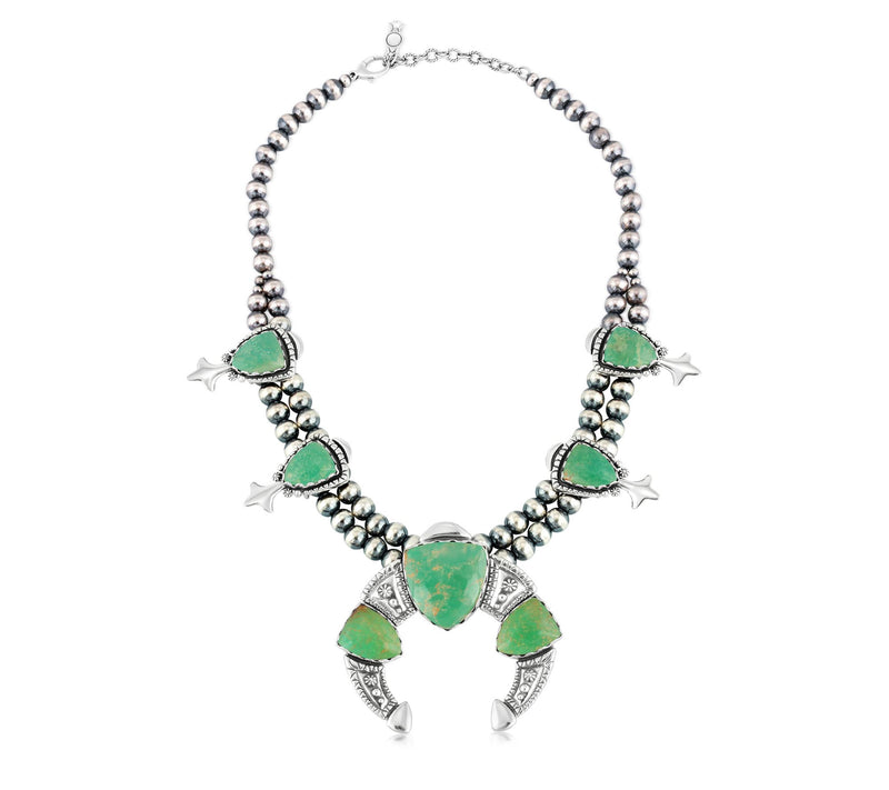 American West Shield Turquoise Squash Necklace,Sterling Silver — Main view