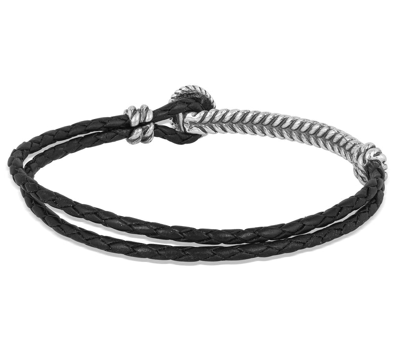 American West Sterling Silver Turquoise LeatherBracelet — View 3