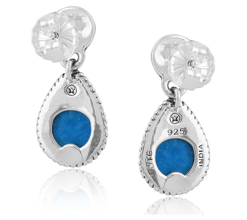 American West Sterling Silver Pear Gemstone Concha Earrings — View 6