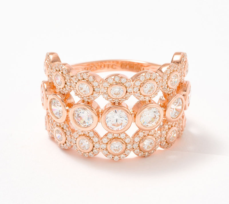 Diamonique x Kathy Levine Bubble Bauble Triple Row Band Ring — View 7