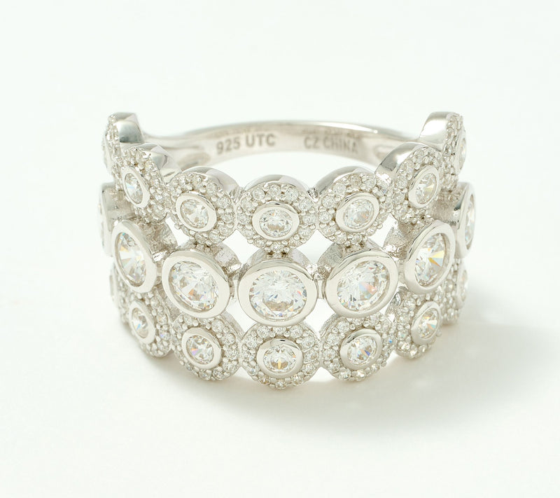 Diamonique x Kathy Levine Bubble Bauble Triple Row Band Ring — View 8