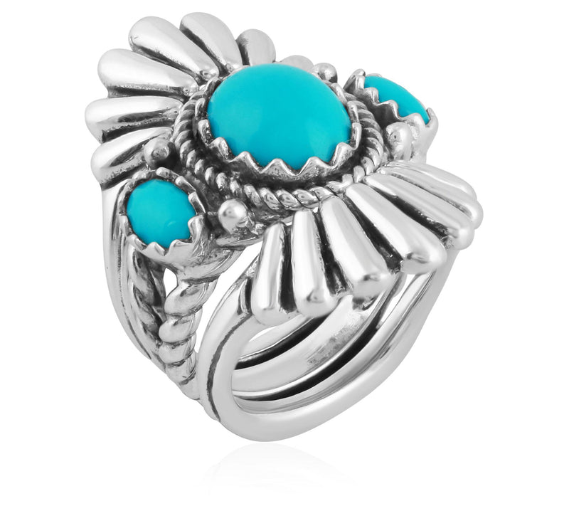 American West Sterling Silver Turquoise Ring & Guard Set — Main view