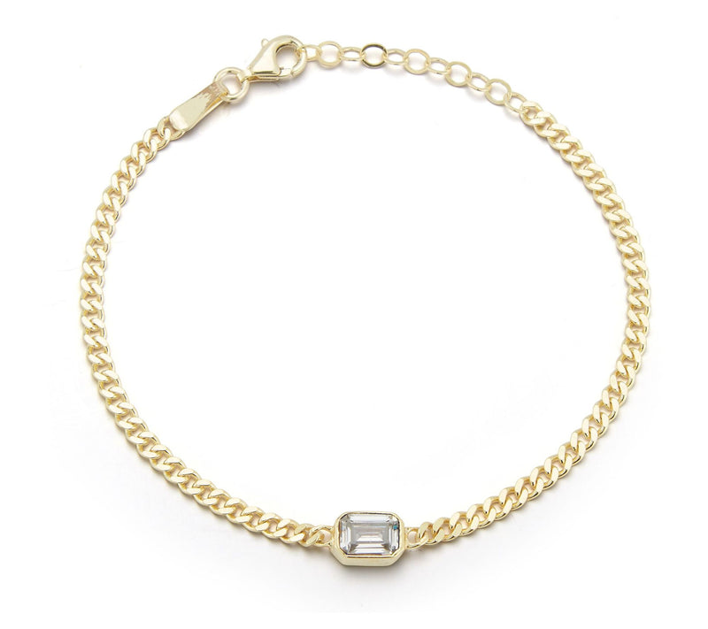 Sterlina Silver Simulated Diamond Bracelet, 14KGold Plated — View 5