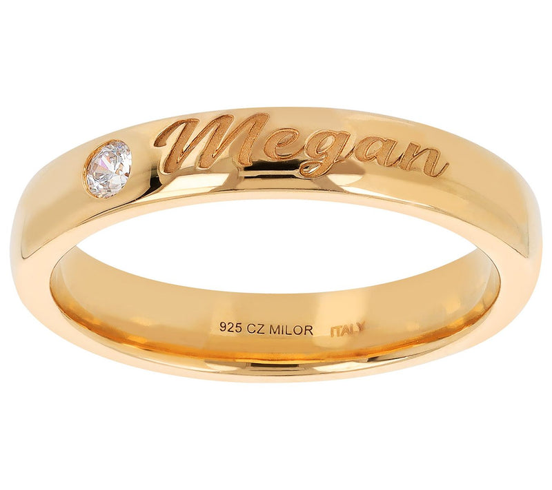 Diamonique Personalized Polished Band Ring, Ste rling Silver — View 8
