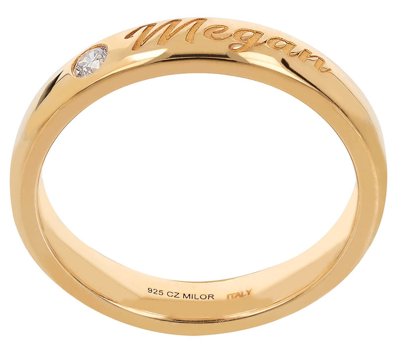 Diamonique Personalized Polished Band Ring, Ste rling Silver — View 3