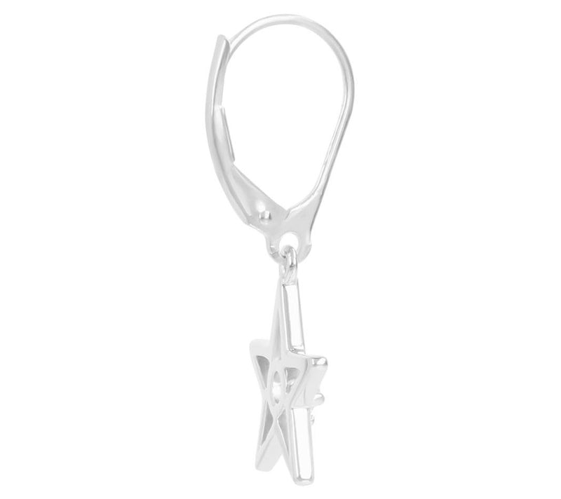 Diamonique Star Dangle Leverback Earrings, Sterling Silver — View 2