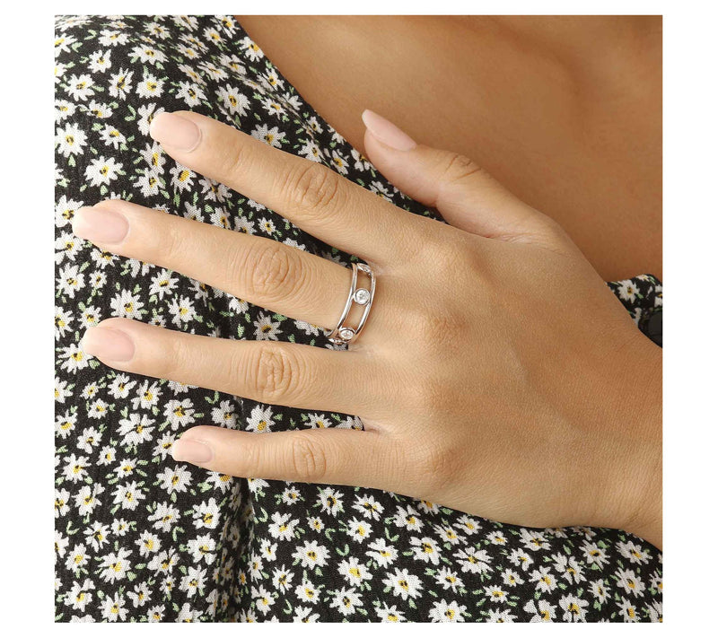 Diamonique Italia Bezel Set Eternity Band, Ster ing — View 3
