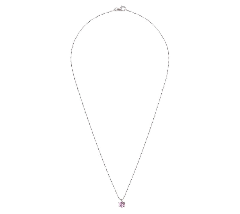 Diamonique Solitaire Pendant w/ Ball Chain, Sterling — View 2