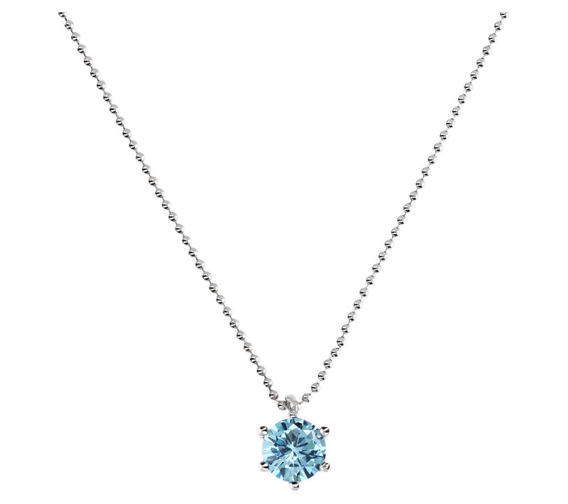 Diamonique Solitaire Pendant w/ Ball Chain, Sterling — View 8