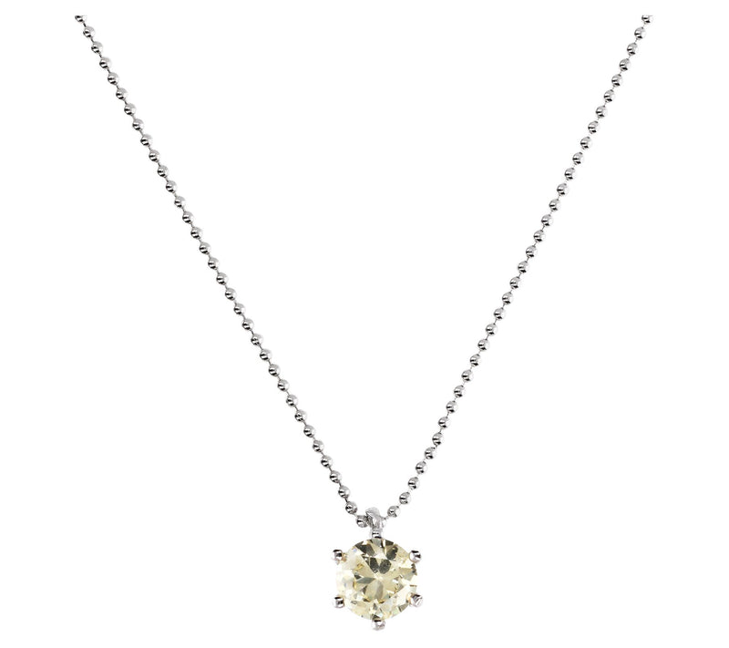 Diamonique Solitaire Pendant w/ Ball Chain, Sterling — View 11