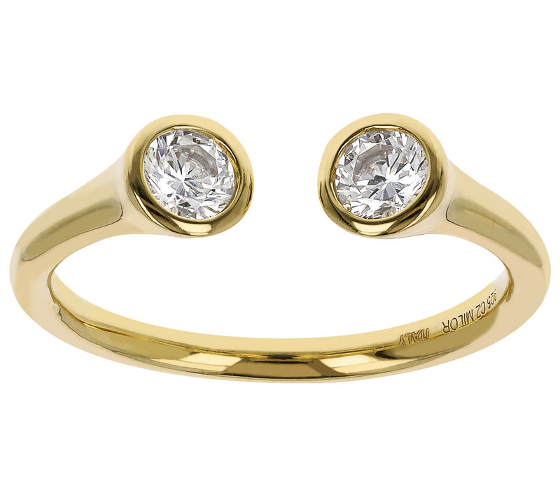 Diamonique Bezel Set Cuff Ring, Sterling Silver — View 8