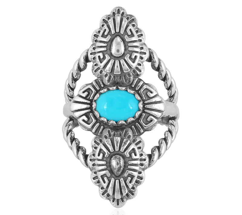 American West Sterling Silver Elongated Turquoise Ring — View 7