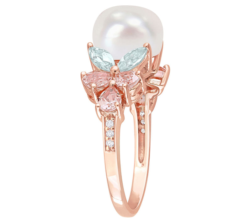 Affinity Cultured Pearl & Multigemstone Ring, S terling — View 4