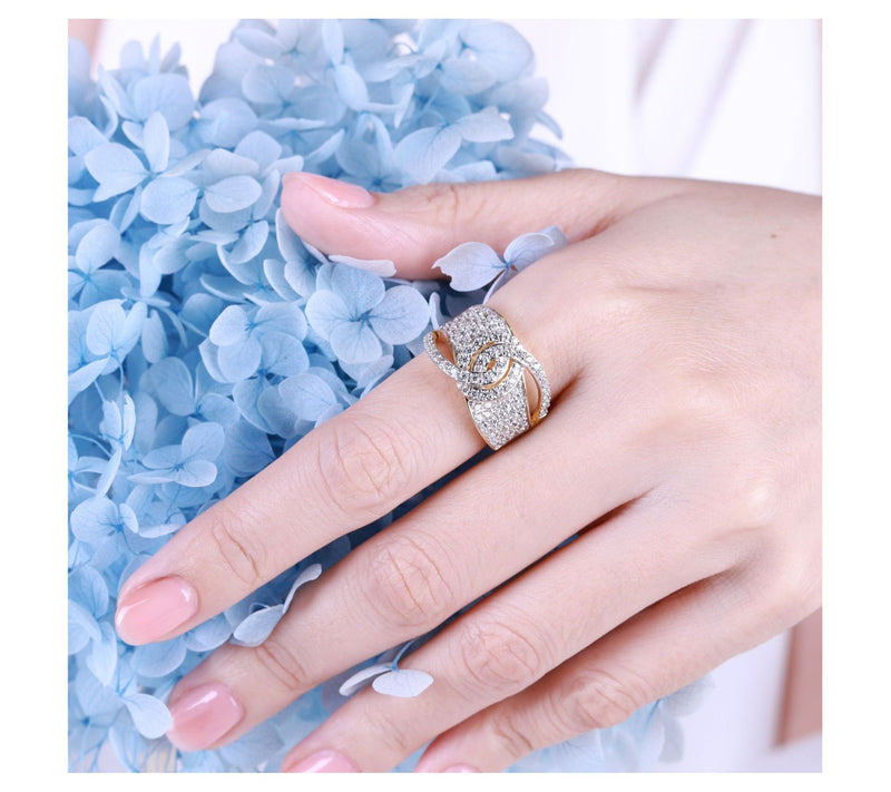 Ariva Silver 18K Gold-Clad Diamonique Duchess Ring — View 5