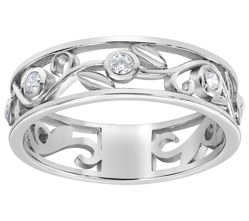 Diamonique 0.40 cttw Round Cut Eternity Band Ring, Sterling — View 3