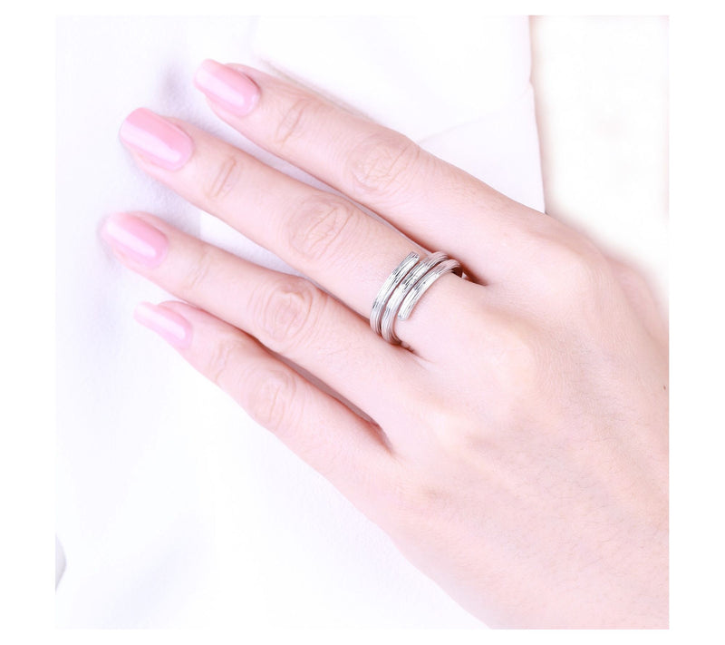 Ariva Sterling Silver Textured Silk Wrap Ring — View 5