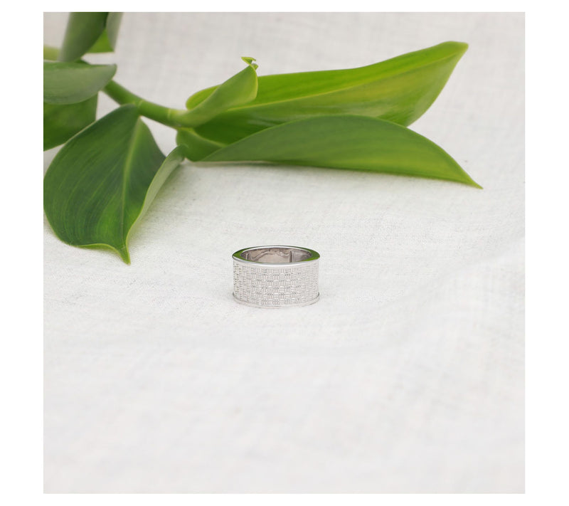 Ariva Sterling Silver Wide Basketweave Band Ring — View 4