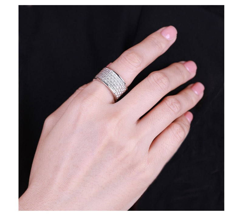 Ariva Sterling Silver Wide Basketweave Band Ring — View 5