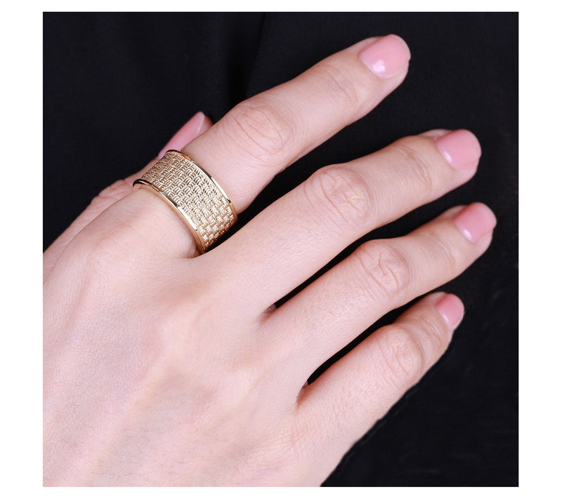 Ariva 18K Gold Clad Wide Basketweave Band Ring — View 5