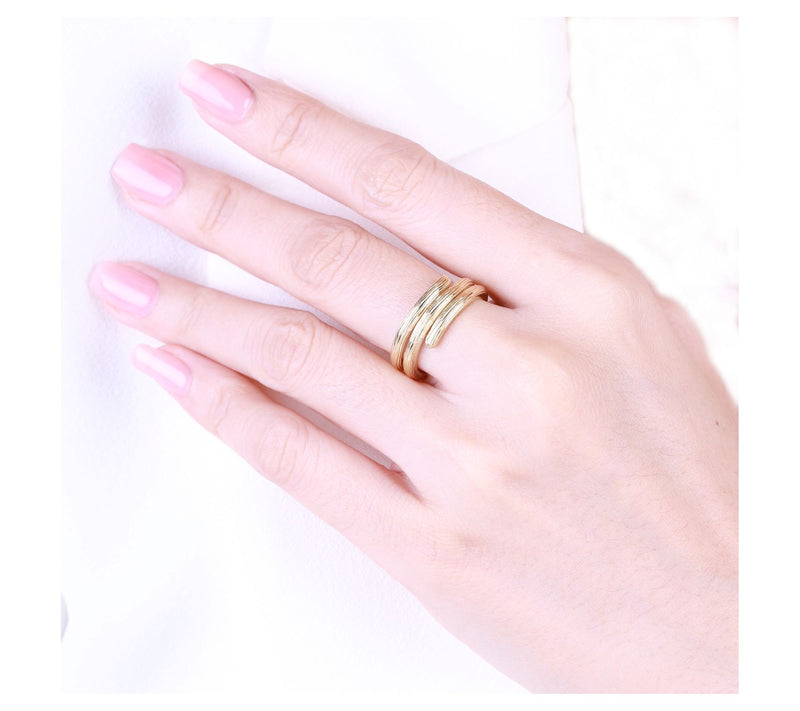 Ariva 18K Gold Clad Textured Silk Wrap Ring — View 5