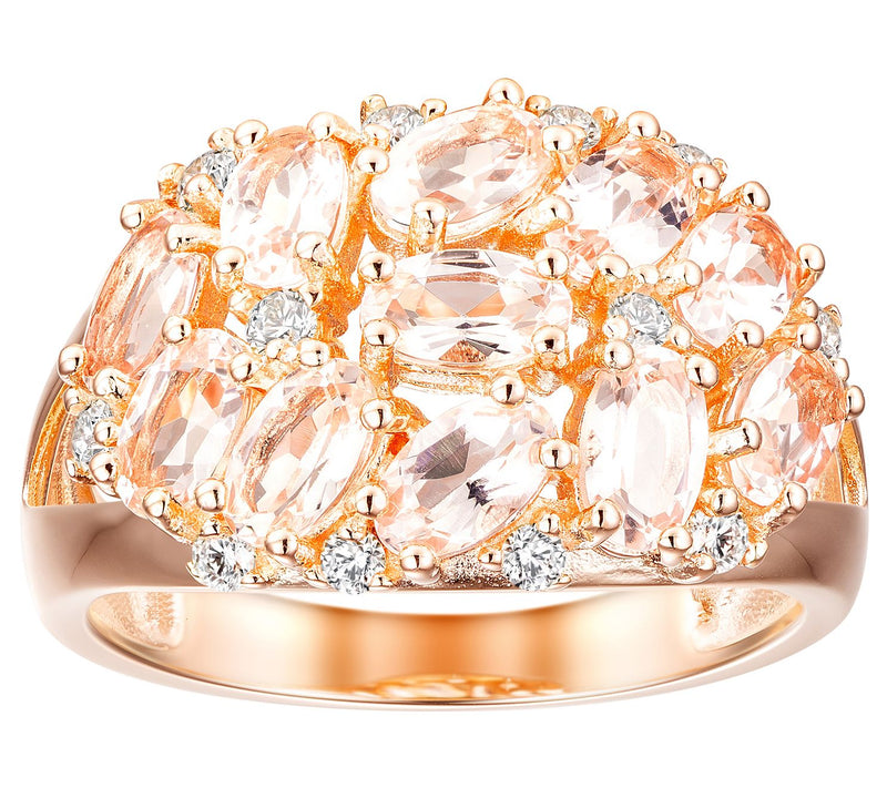 Affinity Gems Morganite & Zircon Ring, 14K RoseGold Plated — Main view