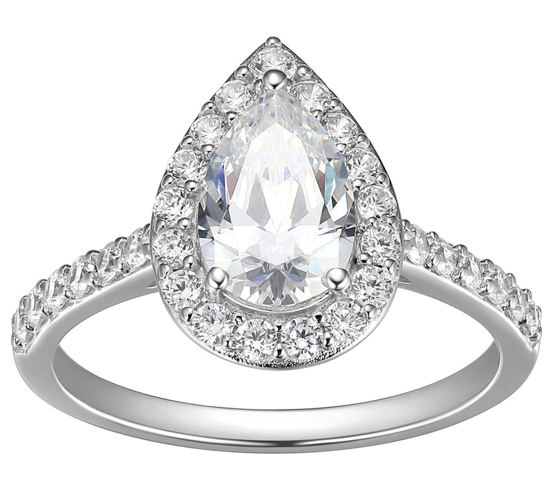 Sterling Silver 1.95 cttw Moissanite Pear Cut Ring — Main view