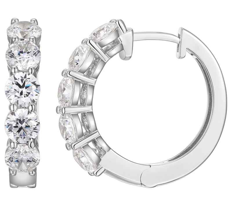 Sterling Silver 3.00 cttw Moissanite Hoop Earrings — View 5