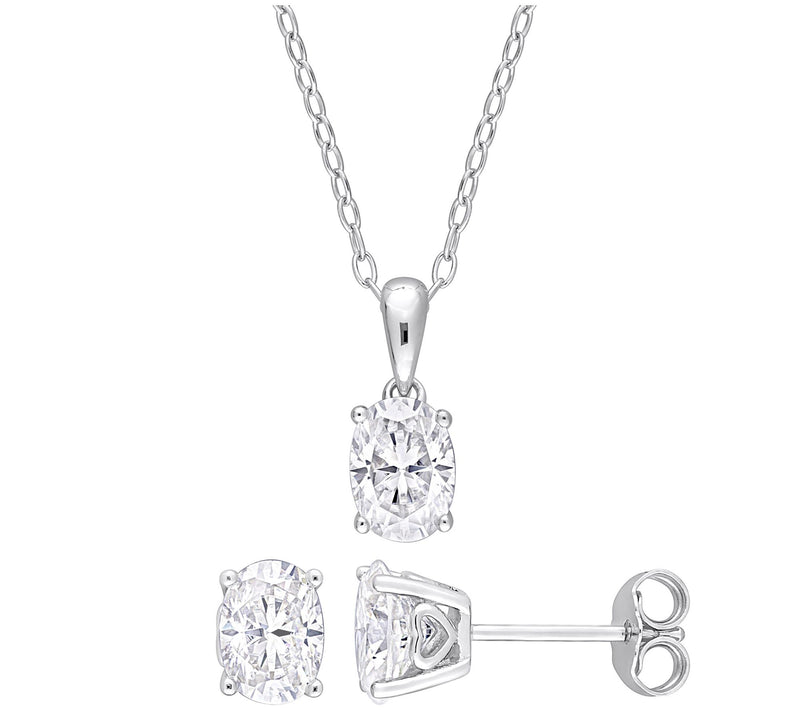 MoissanIce 2.85 cttw Moissanite Necklace & Earrings, Sterling — Main view
