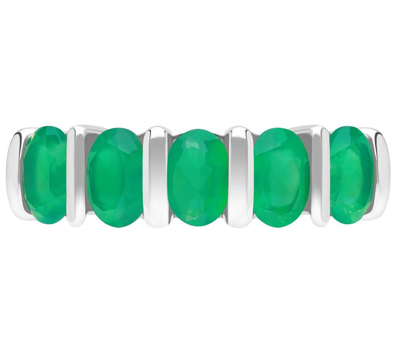 Ariva Sterling Silver Oval Green Chalcedony Band Ring — View 3