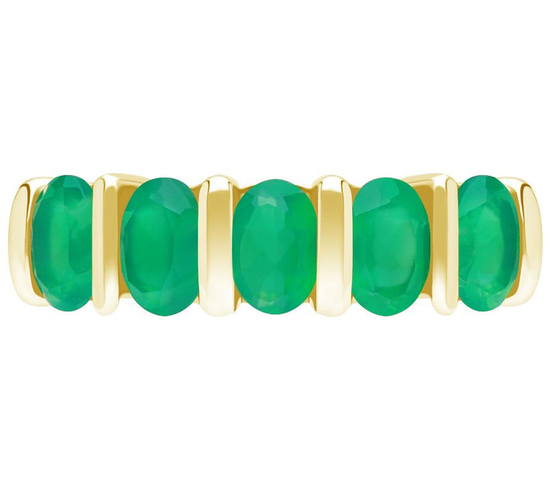 Ariva Sterling Silver Oval Green Chalcedony Band Ring — View 5