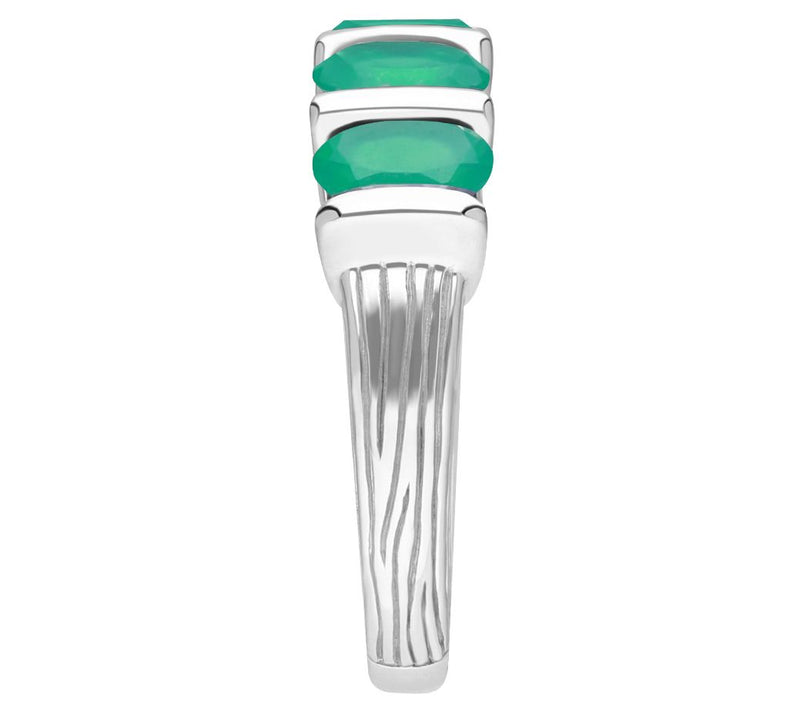 Ariva Sterling Silver Oval Green Chalcedony Band Ring — View 7