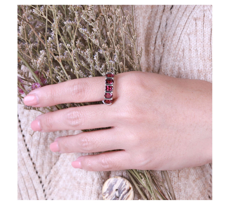 Ariva Silver 18K Clad Oval Rhodolite Band Ring — View 8
