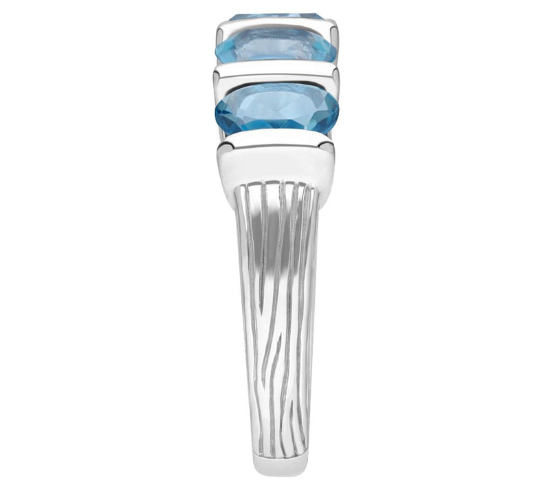 Ariva Sterling Silver Oval Blue Topaz Band Ring — View 7