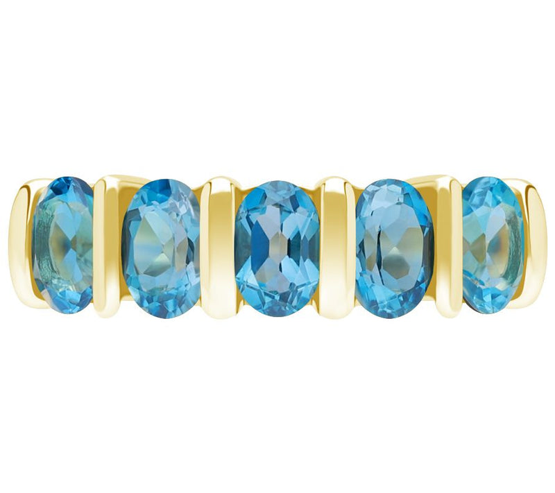 Ariva Sterling Silver Oval Blue Topaz Band Ring — View 5