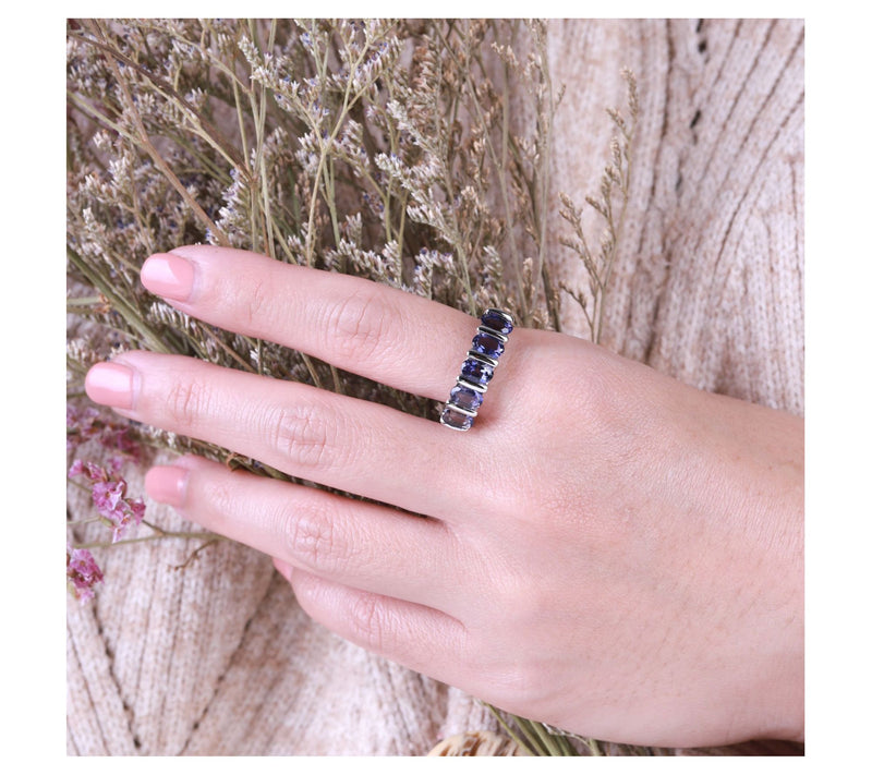 Ariva Sterling Silver Oval Iolite Band Ring — View 5