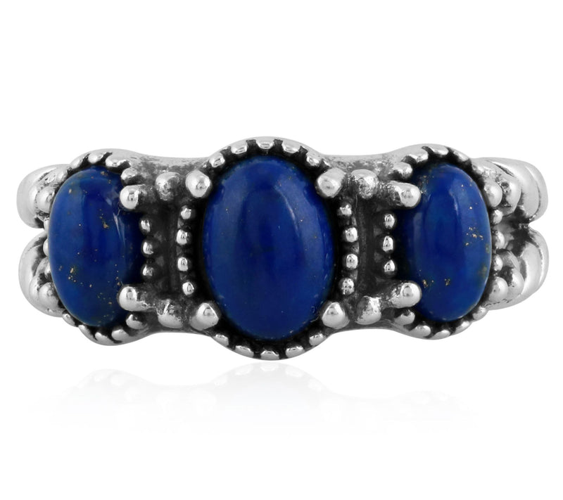 American West Sterling Silver Oval Gemstone Band Ring — View 4