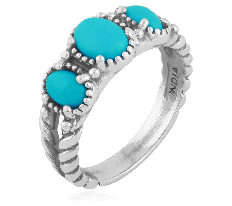 American West Sterling Silver Oval Gemstone Band Ring — View 8