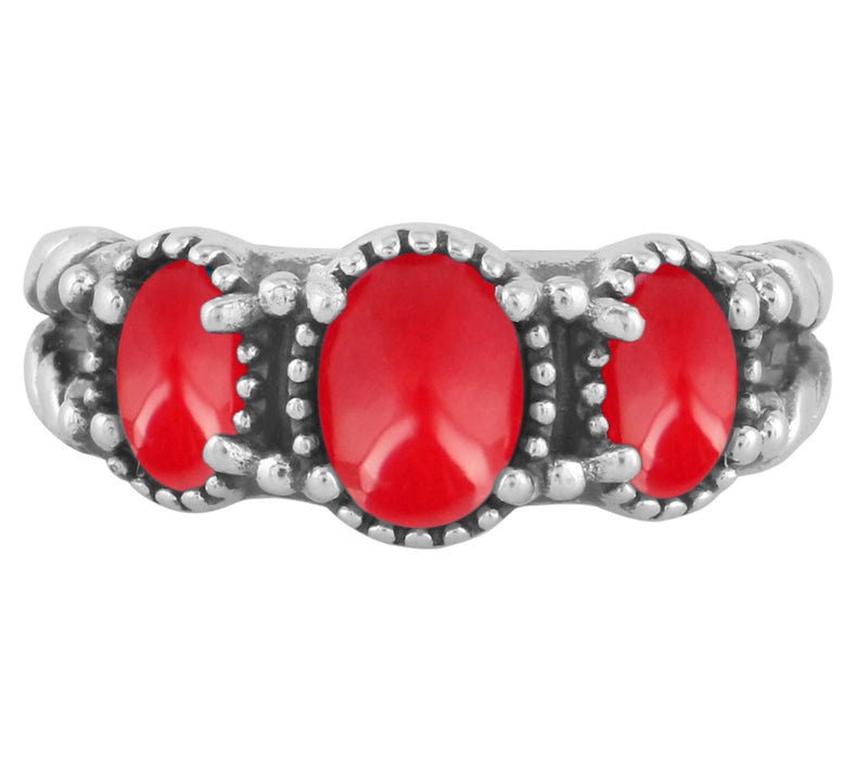 American West Sterling Silver Oval Gemstone Band Ring — View 6