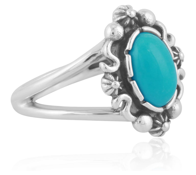 American West Sterling Silver Gemstone Oval Cab ochon Ring — View 5