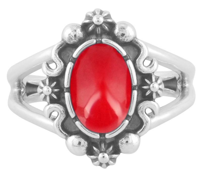 American West Sterling Silver Gemstone Oval Cab ochon Ring — View 2