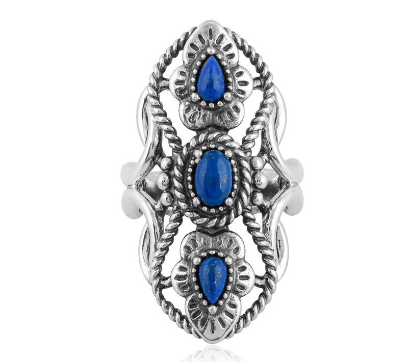American West Sterling Silver Elongated Gemstone Ring — View 9