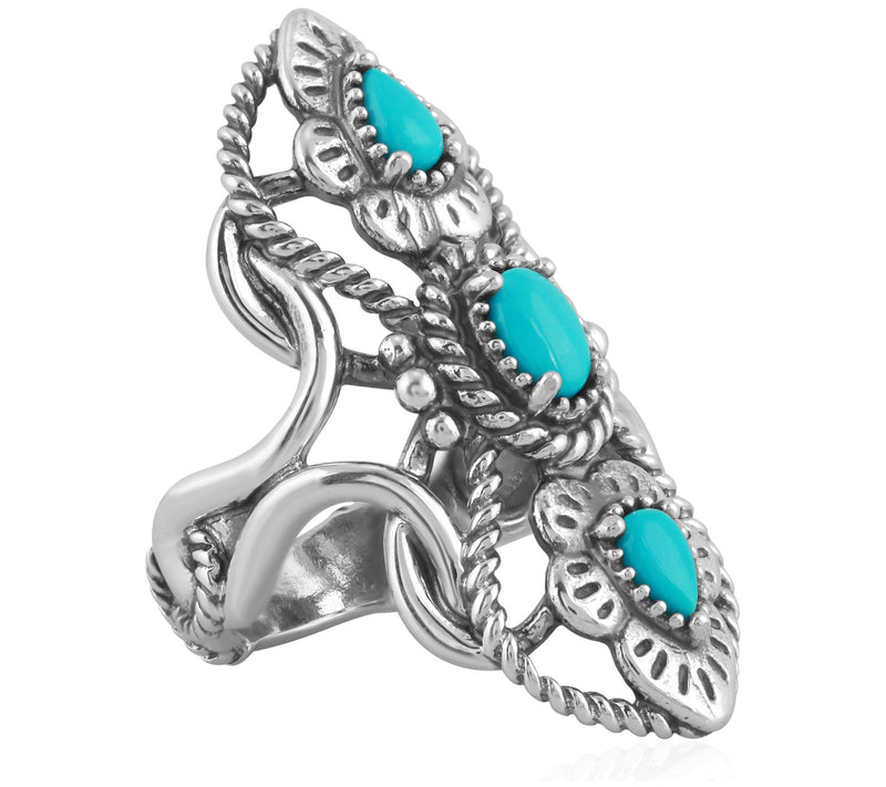 American West Sterling Silver Elongated Gemstone Ring — View 5